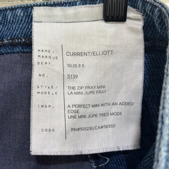 Current/Elliot Zip Fray Denim Mini Skirt Textured Indigo Twill Size 31 - Picture 10 of 10